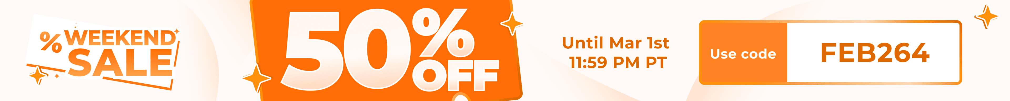 Weekend Sale - 50% OFF